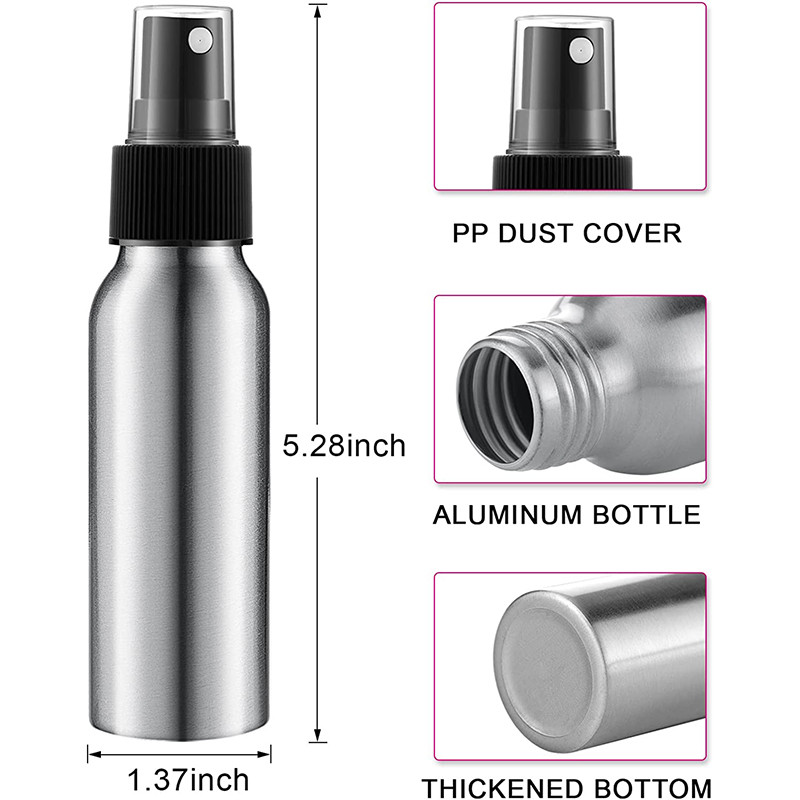 銀製の黒いアルミニウム スプレーのびんの携帯用化粧品の良い霧のスプレーのびん