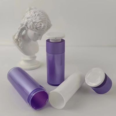 白いプッシュダウンプレスポンプの紫色プラスチック化粧品配給器ボトル