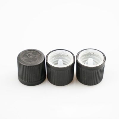 20mm 24mm 28mm ブラックリブド 滑らかなプラスチックスクリューキャップ インダクションシールガスケットまたは圧力感受性シールガスケット