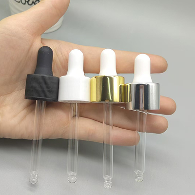 カスタムカラー 18mm 24mm アルミニウム 閉め込み エッセンシャルオイルボトルのためのプラスチックドロッパー
