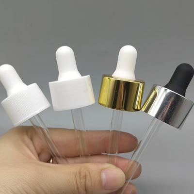 カスタムカラー 18mm 24mm アルミニウム 閉め込み エッセンシャルオイルボトルのためのプラスチックドロッパー