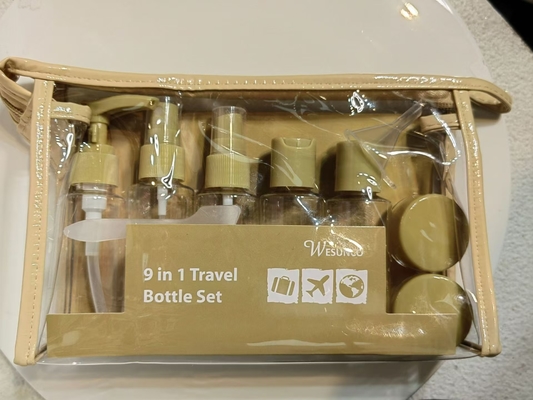 60ml 9pcsセット プラスチック旅行セット ボトル容器 ローションポンプ スプレー フリップキャップ ボトルボトル