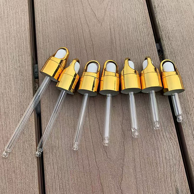 Wholesale 18mm 24mm Silver Gold Glass Plastic Pipette Press Down Type Plastic Dropper