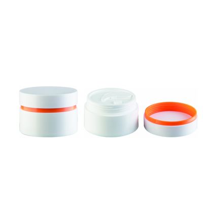 PP Plastic 120g 200g Double Layer Cream Jar With Spoon For Personal Care