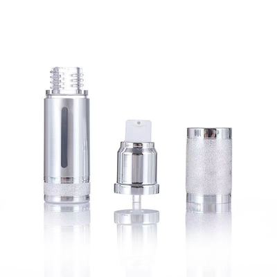 Silver Aluminum 33mm Diameter Plastic Airless Bottle with 15ml 30ml 50ml Support Customization