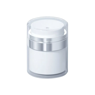 空気のないクリームボトル 15g 30g 50g 100g シルバー電波付リング クリア アクリル 外部化粧品 空気のないポンプ ボトル 再充填可能 空の顔クリームローション 容器 皮膚ケア用保湿剤