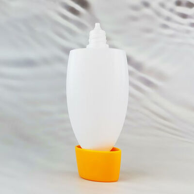 円形の卵形 空っぽの日焼け止め 瓶のロール 白色マット プラスチック ロールオン デオドラント 容器 黄色 フリップキャップ 再充填可 化粧品 瓶 日焼け止め 体油 デオドラント 梱包
