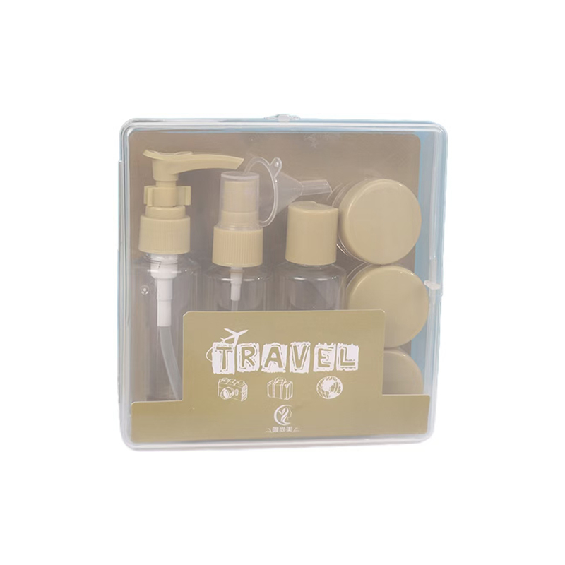 50ml 7個入り プラスチック トラベルセット ボトル ジッパーバッグセット 化粧品容器 スプレー フリップキャップ
